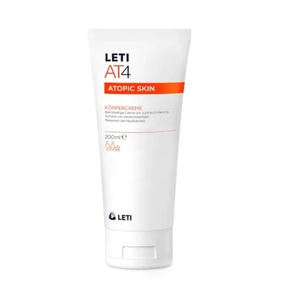 Abbildung von LETI AT4 Körpercreme Reichhaltige Körperpflege für trockene Haut und Neurodermitis, beruhigt die lindert den Juckreiz, reizmindernd, dermatologisch getestet, 200 ml