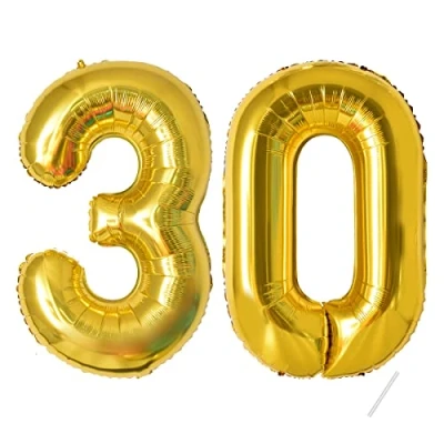 Abbildung von 30 Geburtstag Deko zahlen luftballon jahre Folienballon Gold für 30. Geburtstagsdeko Männer Frauen Ballon Zahl zum fliegt mit Helium 30.Geburtstagsparty 40&quot; 101cm