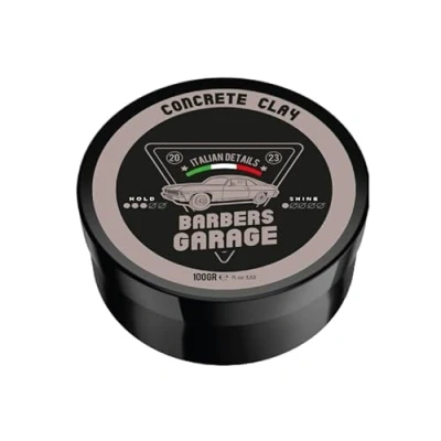 Abbildung von Barbers Garage Haar Modellierpaste &quot;Concrete Clay&quot; (100g) Italian Details für Bart und Haare, mittelstarker Halt, mattes Finish Haarwachs mit Tonerde,