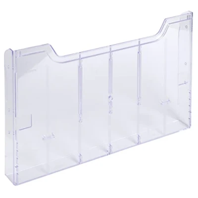 Abbildung von Exacompta 63858D 10er Pack Kunstoff Wandprospekthalter Exacryl DIN A4 quer 1 Fach Einzelelemt erweiterbar zum selber zusammenstecken 26mm tief transparent
