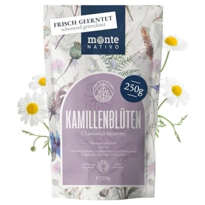 Abbildung von Kamillentee lose Monte Nativo (250g) Kamillenblüten getrocknet 100% natürlich und ohne Zusatzstoffe Aromatischer Kräutertee für einen köstlichen Aufguss