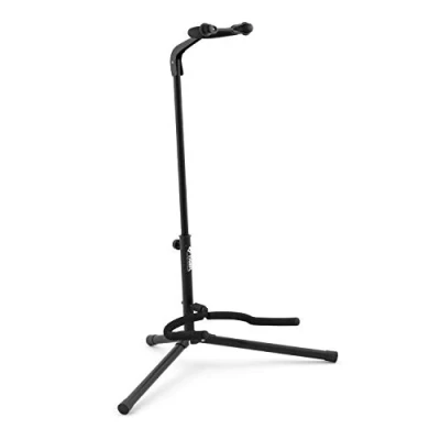Abbildung von Tiger GST14 BK Universal Gitarrenständer in Schwarz zusammenklappbarer für Akustikgitarre, klassische Gitarre, E Bassgitarre.
