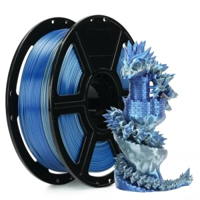 Abbildung von FLASHFORGE Seide PLA Farbverlaufsfilament, Mehrfarbiger Farbwechsel Regenbogen 3D Druckfilament, Silber zu Blau Glänzend Schneller Jede 8M Schrittweise, Seidige Textur &amp; Ultrahoher Glanz