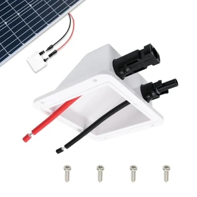 Abbildung von Slocable Solar Dachdurchführung, ABS Doppel Kabeldurchführung mit 0.33ft 10awg solarkabel und pv stecker, IP67 UV Beständigkeit Dual Kabeleinführung Gehäuse für Wohnmobil, Boot, Wohnwagen, Marine