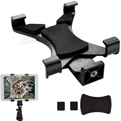 Abbildung von TOUGS Universal Tablet Stativ Halterung für Apple iPad, Samsung Galaxy Tab, Google Nexus, iPhone Schwarz