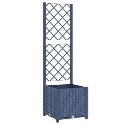 Abbildung von vidaXL Pflanzkübel mit Rankgitter Blumenkübel Pflanzkasten Blumentopf Blumenkasten Rankhilfe Spalier Gartenspalier Dunkelgrau 40x40x136cm PP