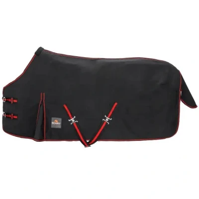 Abbildung von Stalldecke für Pferd und Pony START Cotton 38mmPP schwarz/rot