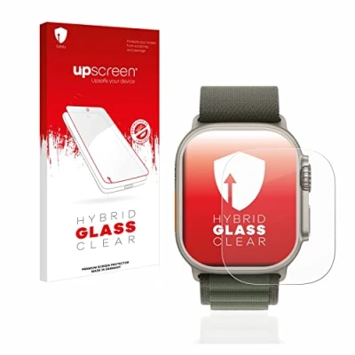 Abbildung von upscreen Schutzglas für Apple Watch Ultra/Ultra 2 Schutzfolie, Glas Folie [Klar, 9H Panzerschutz, Anti Fingerprint]