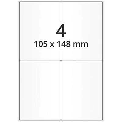 Abbildung von Labelident Laser Etiketten auf DIN A4 Bogen 105 x 148 mm 2.000 Versandetiketten selbstklebend DHL, DPD, Fedex, GLS, Hermes, UPS, 500 Blatt Papieretiketten weiß