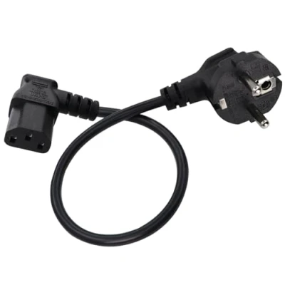 Abbildung von HuaLiSiJi Kaltgerätestecker Gewinkelt Netzkabel 3 Polig Kaltgerätekabel, Kabel Schutzkontakt Stecker Typ F (CEE 7/4) auf C13 Buchse, Für Computer Server Monitor Reiskocher (Schwarz, 0.5m)