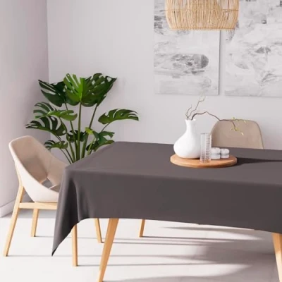 Abbildung von Soleil d&#039;ocre Nappe Antitache Rechteck 160x270 cm Alix Anthrazit, Polyester, Grau