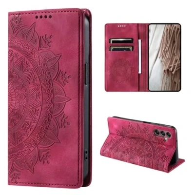 Abbildung von CoverKingz Handyhülle für Samsung Galaxy A25 5G Handytasche mit Kartenfach Schutzhülle Cover Handy Hülle klappbar Motiv Mandala Rot