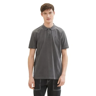 Abbildung von TOM TAILOR Denim Herren Poloshirt im Washed Look, coal grey, XL