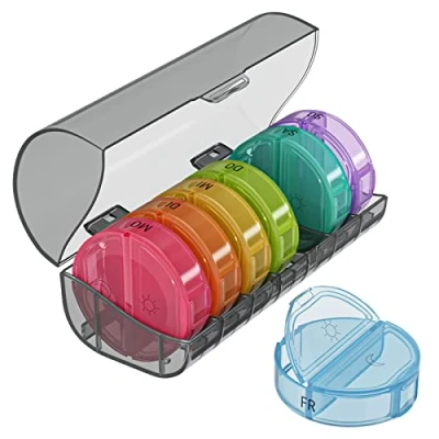 Abbildung von Wellgro Pillendose runde Tablettenbox für 7 Tage mit Druckverschluss