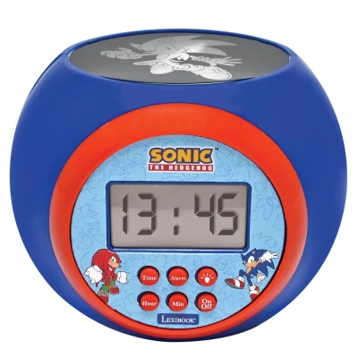 Abbildung von Lexibook, Sonic The Hedgehog, Projector Alarm Clock with Snooze Function, Night Light Timer, LCD Screen, Battery Operated, Blue, RL977SN