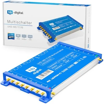 Abbildung von Multischalter pmse 17/16 HB DIGITAL 4X SAT bis 16 x Teilnehmer/Receiver für Full HDTV 3D 4K UHD mit Netzteil