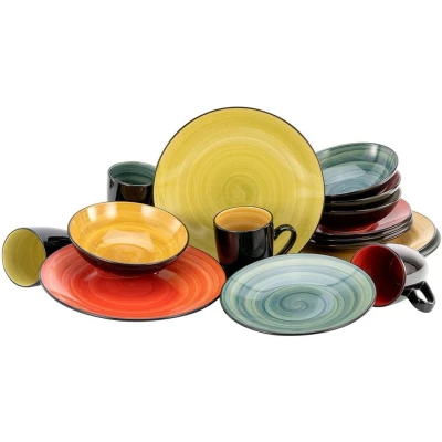Abbildung von CreaTable Kombiservice &quot;Geschirr Set Samoa&quot;, (Set, 16 tlg., Kaffeeservice und Tafelservice im Set, für 4 Personen), Service, handgemaltes Spiraldekor, Teile, Personen