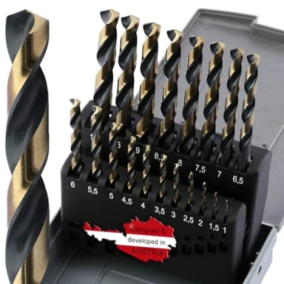 Abbildung von WELIQU 1 10mm Spiralbohrer Set HSS G+ Vaporisiert, 19 teilig, Metallbohrer in 0,5mm Schritten, Selbstzentrierende Präzisionsbohrer DIN 338 für Stahl, Aluminium, Messing, Bronze, Gusseisen