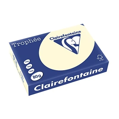 Abbildung von Clairefontaine 1871C Ries Druckerpapier / Kopierpapier Trophee, intensive Farben, DIN A4, 80g, 500 Blatt, Elfenbein, 1