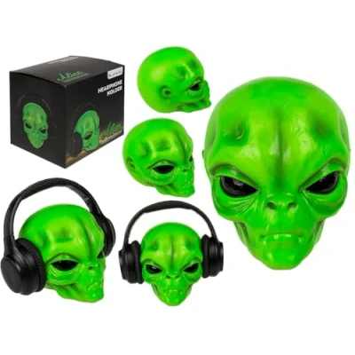 Abbildung von Out of the blue Kopfhörerhalterung, Alien, ca. 16 x 18 cm, aus Polyresin, in Geschenkverpackung