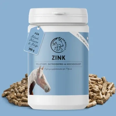 Abbildung von Annimally Zink für Pferde Pferd hochdosiert Pellets (700g) Unterstützt beim Fellwechsel Mit Schwarzkümmel, Zeolith und Bierhefe Haut, Haare &amp; Hufe Spurenelemente