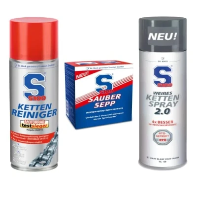 Abbildung von S100 Kettenpflege Set / Kettenspray Weiß + Kettenreiniger Sauber Sepp Vorteilspack