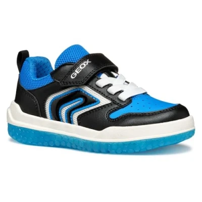 Abbildung von Geox Light UP Buzzerlight BOY Sneaker low für Kinder, Größe: 32, Black/light blue Schuhe