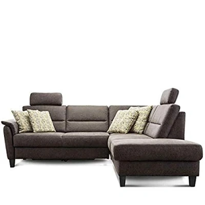 Abbildung von Cavadore Schlafsofa Palera mit Federkern / L Form Sofa Bettfunktion 236 x 89 212 Büffellederoptik Braun