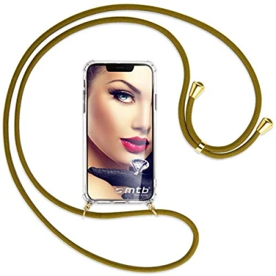 Abbildung von mtb more energy® Handykette kompatibel mit Samsung Galaxy S24 Plus Khaki/Goldfarbene Ösen Smartphone Hülle zum Umhängen Anti Shock Full TPU Case