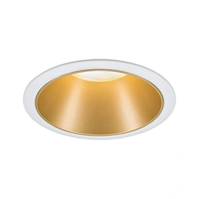 Abbildung von Paulmann 93396 Einbauleuchte Cole starr rund dimmbar Einbaustrahler Weiß matt, Gold Spot Aluminium, Kunststoff Einbaulampe GU10