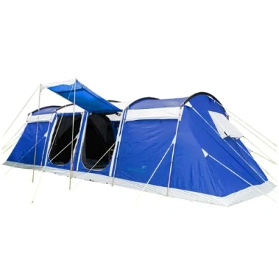 Abbildung von Skandika Tunnelzelt Montana 10 Sleeper Protect, Gruppenzelt mit eingenähtem Zeltboden, Personen: 10, 2 schwarze Schlafkabinen + Trennwand, 5000mm Wassersäule, Familienzelt