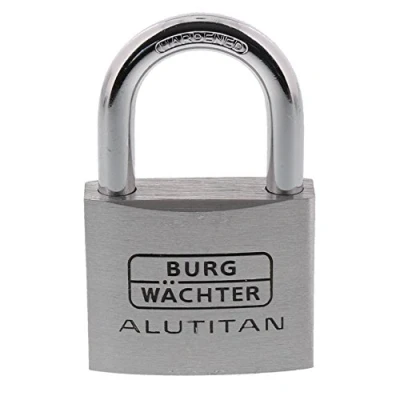 Abbildung von Burg Wächter Vorhängeschloss Aluminium, 8 mm Bügelstärke, 50 Bügelhöhe, 2 Schlüssel inkl., Alutitan 770 SB