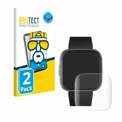 Abbildung von BROTECT 2 Stück Full Cover Schutzfolie für Fitbit Versa Screen Displayschutz Folie [3D Curved, Anti Fingerprint, Kristall Klar]