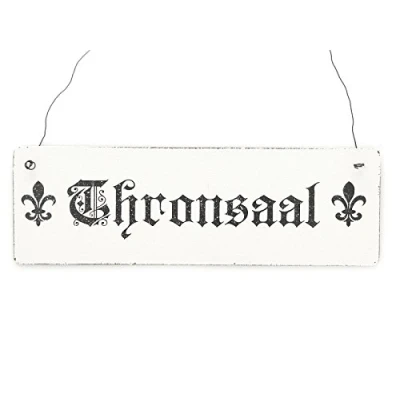 Abbildung von Interluxe Shabby Vintage Schild Türschild THRONSAAL Holzschild Burg Schloss Mittelalter WC Toilette Toilettenschild