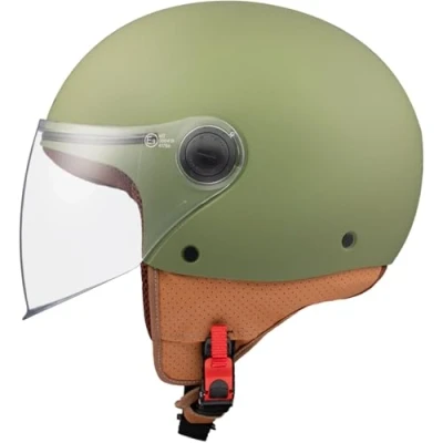 Abbildung von MT Helmets Helm Street S matt grün Größe XL Helder Vizier Jethelme Druckknopf Kunststoff geeignet für Mofa, Moped, Motorrad, Roller