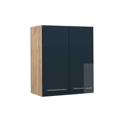 Abbildung von Vicco Hängeschrank Fame Line, Dunkelblau Hochglanz/Goldkraft Eiche, 60 cm