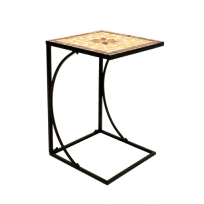 Abbildung von Spetebo Gartentisch Metall Beistelltisch AMARILLO eckig 53 x 35 cm, mit Mosaik Platte