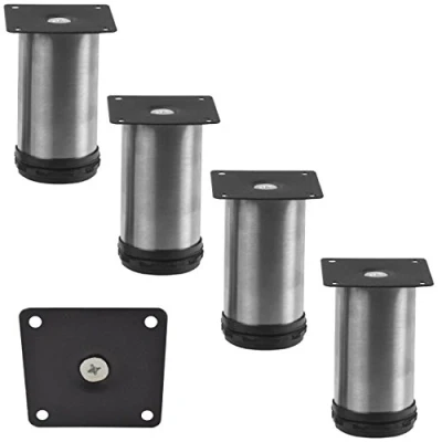 Abbildung von 4X Möbelfüße verstellbar aus Metall vielseitig einsetzbare Füße für Möbel Sofa Schrank Tisch Verschiedene Größen (9,5 cm)