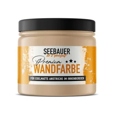 Abbildung von SEEBAUER diy Wandfarbe Braun 300ML für Innen (No. 616 Beech Wood) Edelmatte hellbraune Innenfarbe Brauntöne sehr hohe Deckkraft Matt, Abwaschbar und Tropffrei