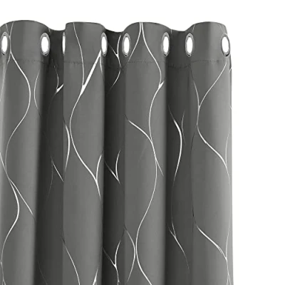 Abbildung von Deconovo Blickdichte Gardinen dicke Thermovorhang Kälteschutz Thermogardine Hitzeschutz, Ösenvorhang für Schlafzimmer, Thermogardinen Wohnzimmer, 183x117 cm(HöhexBreite), Hellgrau, 2er Set