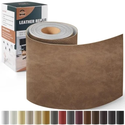 Abbildung von Leder Reparatur Set Neues Khaki, OAZ Kunstleder Selbstklebend 10 x 160 cm, Reparaturset Patch Selbstklebende Lederflicken für Autositze Möbel Sofa Taschen