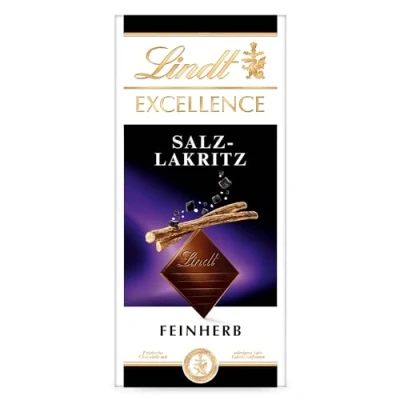 Abbildung von Lindt EXCELLENCE Salz Lakritz Feinherbe Schokolade 100 g Tafel Mit würzigem Intensiver Kakao Geschmack Dunkle Schokoladengeschenk