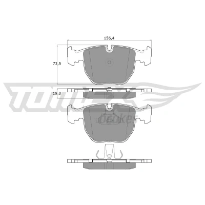 Abbildung von TOMEX brakes TX 13 23 Bremsbelagsatz Vorderachse für Verschleißwarnanzeiger vorbereitet BMW: 7, 5 Limousine, Touring
