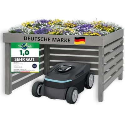 Abbildung von STAHLMANN® Mähroboter Garage [84 x 78 47 cm] Rasenroboter [2 IN 1 ] Mährobter [Made Europe] Hochbeet Pflanzkasten