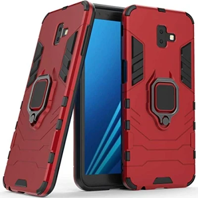 Abbildung von LuluMain Kompatibel mit Galaxy J6+ (2018) Hülle, Ring Ständer Magnetischer Handyhalter Auto Caseme Schutzhülle Case für Samsung J6 Plus (Rot)