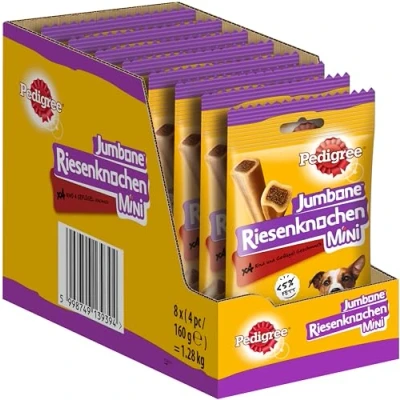 Abbildung von Pedigree Hundesnacks Riesenknochen für kleine Hunde mit Rind &amp; Geflügel, 32 Stück (8 x 4 Stück)