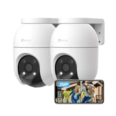Abbildung von EZVIZ 2MP Überwachungskamera Aussen, WLAN IP Kamera mit 360 Abdeckung und Zwei Wege Audio, Personenerkennung Smart Tracking, Aktive Verteidigung Ton Licht, wasserdicht, C8c 2 Pack