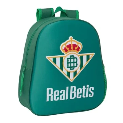 Abbildung von Safta Real BETIS BALOMPIÉ Schulrucksack mit 3D Design, anpassbar an den Wagen, ideal für Kinder verschiedener Altersgruppen, bequem und vielseitig, Qualität Widerstandsfähigkeit, 27 x 10 33 cm,