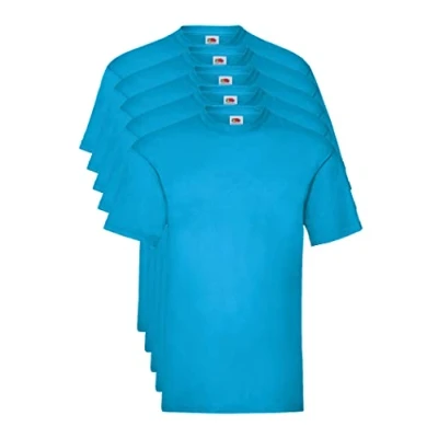 Abbildung von Fruit of the Loom Herren Valueweight 5 Pack T Shirt, Blau (Azure Blue Zu), Small (5er Pack)