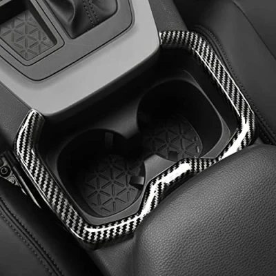 Abbildung von HIGH FLYING für RAV4 XA50 2019 2022 Kohlefaserfarbe Interieur Mittelkonsole Getränkehalter Dekor Cover 1 Stück ABS Kunststoff